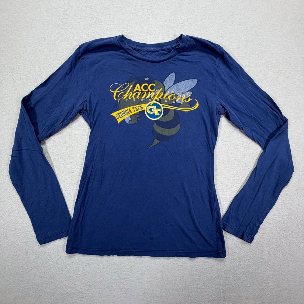 Georgia Tech Women Long Sleeve Tee Regular Navy ACC Champions 2009 XL